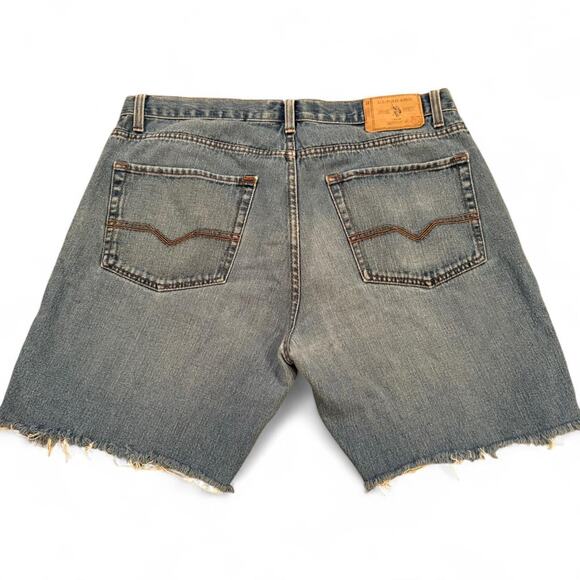 U.S. Polo Assn. Y2K Distressed Grunge Cut Denim Jort Shorts Sz.36 - Picture 4 of 7